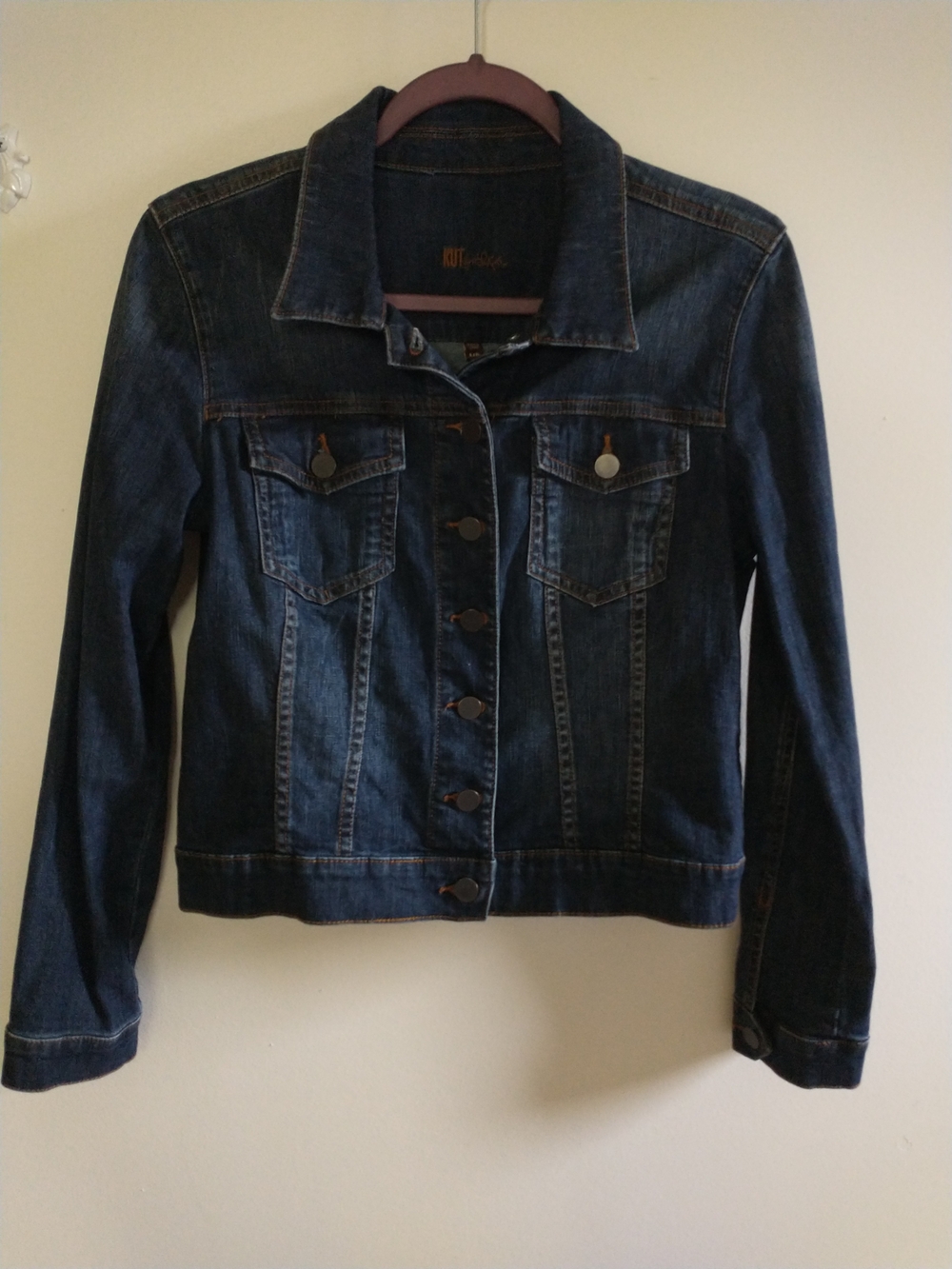 Kut from the Kloth Helena Dark Blue Denim Jacket Women's M Petite